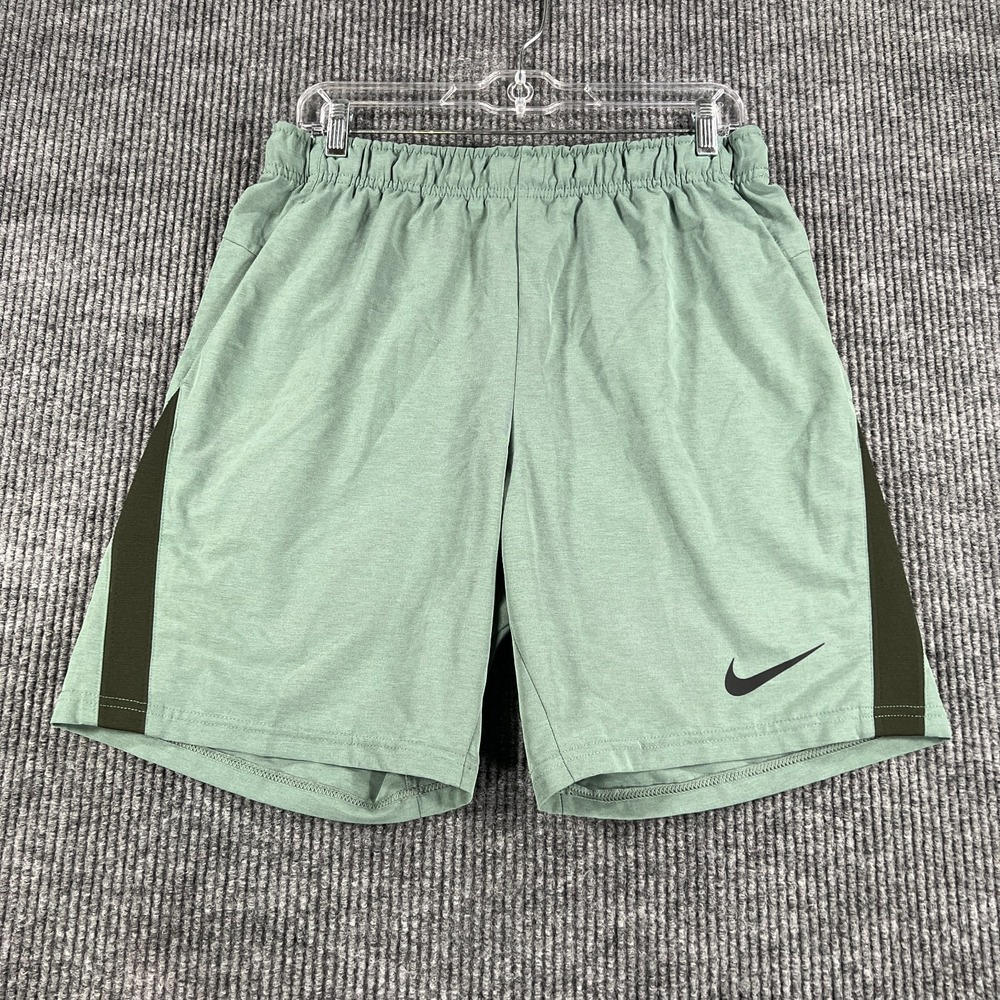 Nike Shorts Mens Medium Green Dri Fit Drawstrings Gym Workout Lightweight Run